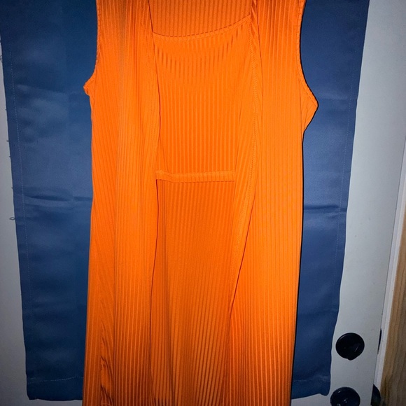 Tops - Orange Sleeveless Vest with Tank